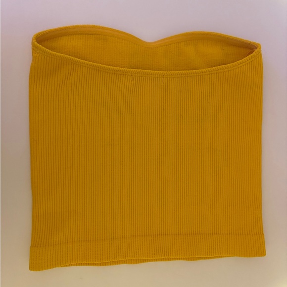 Yellow Ribbed Tube Top - Picture 2 of 3